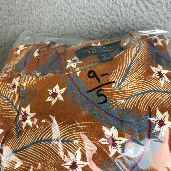 Paris Atelier & Other Stories‎ Burnt Orange Dress Size 6 Floral Feather Print - Picture 13 of 13